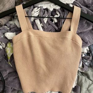 Tan ottoman crop top from Abercrombie and fitch